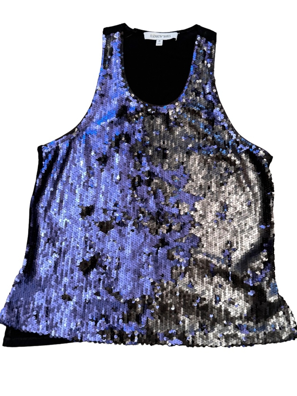 Elizabeth and James Marla Sequin Top Camo Blue & Black Tank size M - Picture 6 of 10